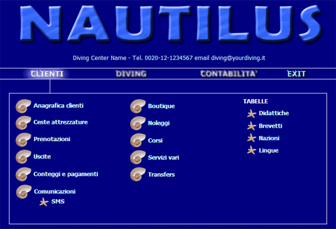 NAUTILUS - menu principale